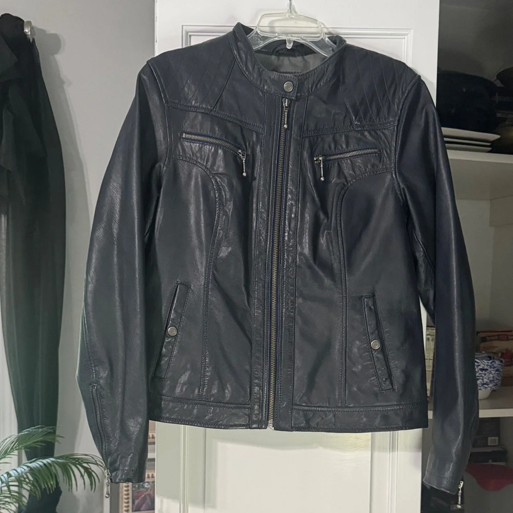 Harley-Davidson Midnight Black Leather Jacket - Picture 1 of 7